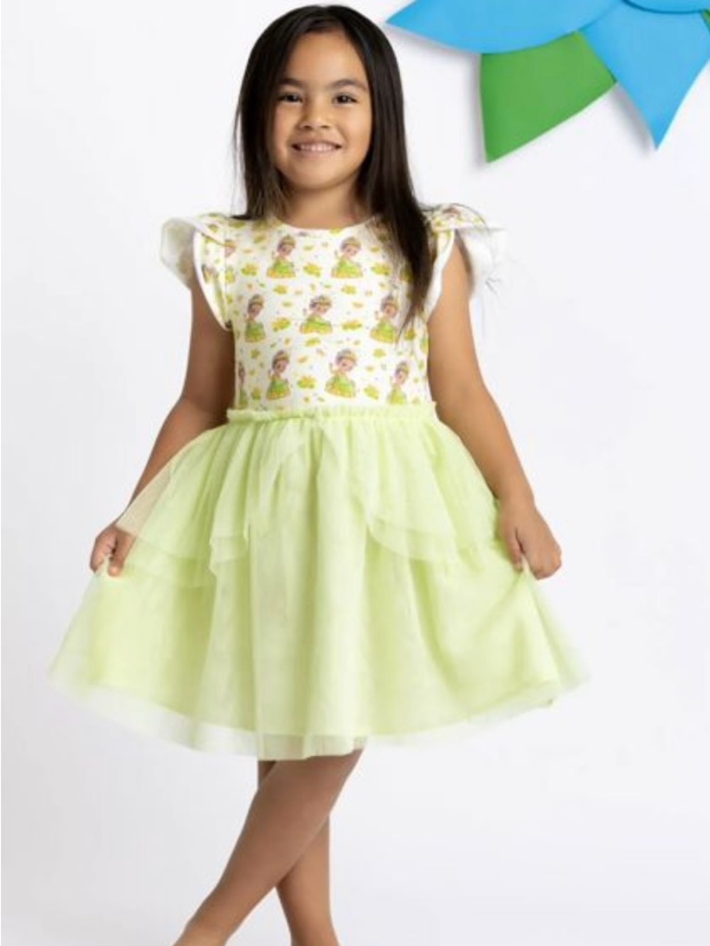 monica + andy Disney Tulle Dress Tiana, process and the frog 100% Organic nwt